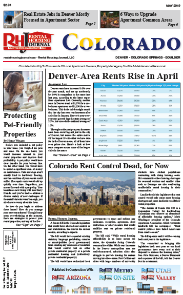 Rental Housing Journal Colorado May 2019 helpful, useful information for property managers and landlords