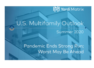 Yardi Matrix multifamily outlook for the summer of 2020 shows more pain ahead for the rental housing industry
