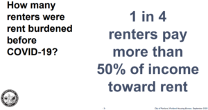 renters pay 50 percent of income toward rent requiring tenant relocation help if rents rise in Portland