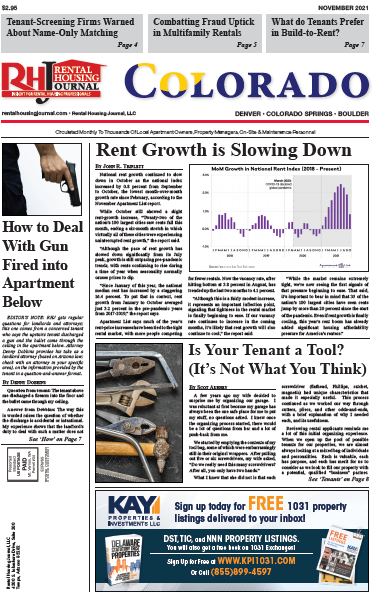 Colorado Rental Housing Journal November 2021 helpful, useful content for rental property owners and managers