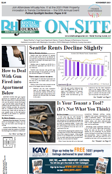 Seattle On-Site Rental Housing Journal November 2021 helpful, useful content for rental housing owners, managers, investors and maintenance personnel