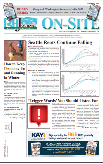 Seattle Rental Housing Journal February 2022 helpful, useful content for rental property owners and managers