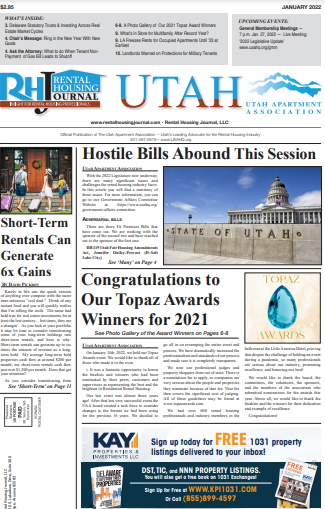 Utah Rental Housing Journal January 2022 helpful, useful information for rental property owners and managers
