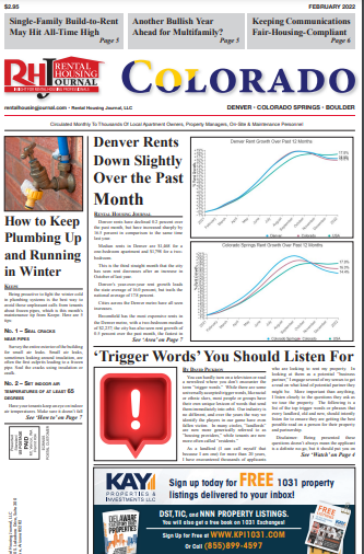 Colorado Rental Housing Journal February 2022 helpful, useful content for rental property owners and managers