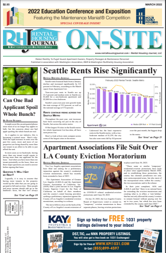 Rental Housing Journal Seattle On-Site March 2022 helpful, useful content for rental property owners and managers