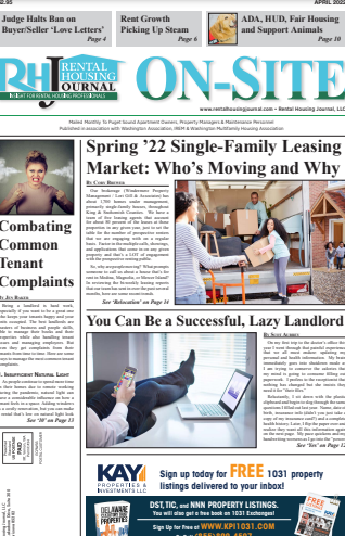 Seattle On-Site Rental Housing Journal April 2022 helpful, useful content for rental property owners and managers