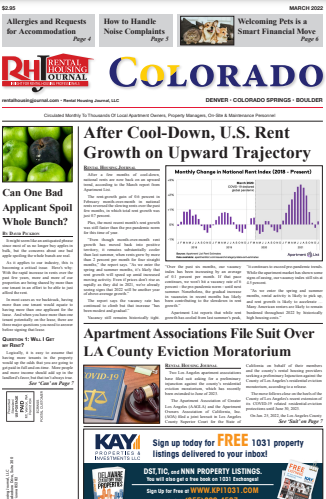 Rental Housing Journal Colorado March 2022 helpful, useful content for rental property owners and managers