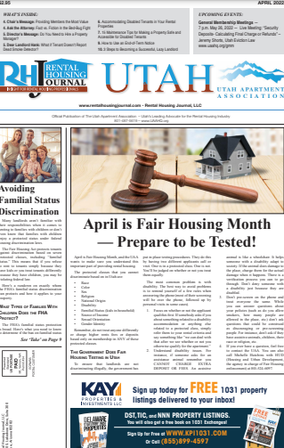 Utah Rental Housing Journal April 2022 helpful, useful content for rental property owners and managers