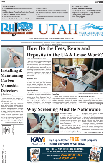 Rental Housing Journal Utah May 2022 helpful, useful content for rental property owners and managers