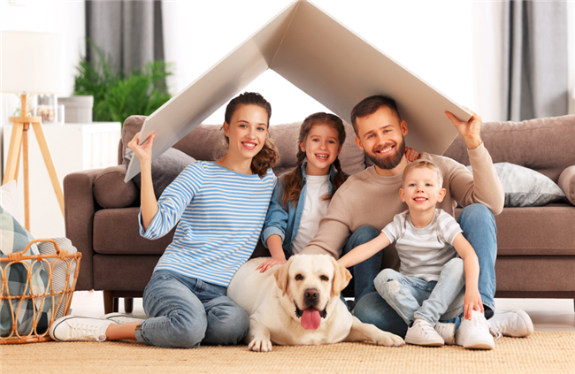 Family in new apartment home::The popularity of apartment living is growing with a wide variety of renters at all income levels, ages and stages of life.