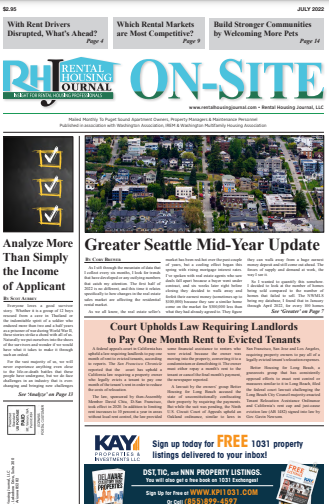 Seattle Rental Housing Journal On-Site July 2022 helpful, useful content for rental property owners and managers