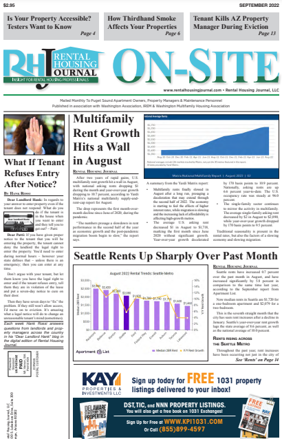 Seattle On-Site Rental Housing Journal September 2022 helpful, useful content for rental property owners and managers
