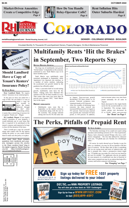 Colorado Rental Housing Journal October 2022 helpful, useful content for rental property owners and managers