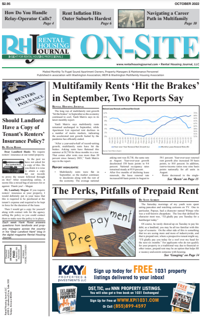 Seattle On-Site Rental Housing Journal October 2022 helpful, useful content for rental housing owners and managers