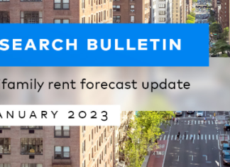 Asking rent forecast for 2023 has been downgraded from 3.1 percent to 2.6 percent rent growth in the latest Yardi Matrix Special Bulletin.