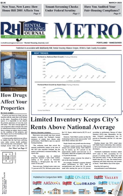 3-9-23 March cover Metro Portland Metro Rental Housing Journal March 2023 helpful, useful content for rental property owners, property managers, landlords and maintenance personnel