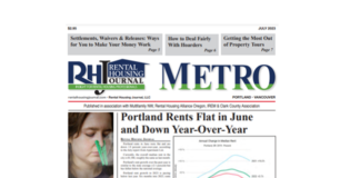 Touch or click here to see the July print edition of Portland Metro Rental Housing Journal for July 2023 featuring rental prices