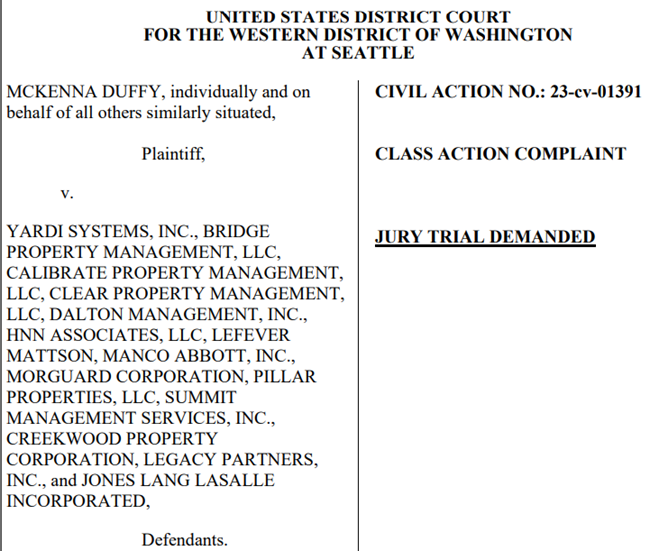 A lawsuit is charging 18 property management companies and Yardi Systems of rent-price fixing to increase rent prices across the country