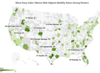 Nationwide, renters who move to a different apartment within their area in under  two years represent 38% of all apartment renters on the move