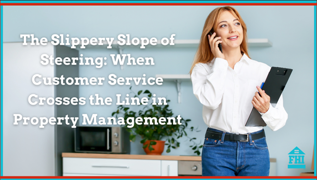 The slippery slope of steering can happen when customer service crosses the line in property management trying to be helpful for a prospect.